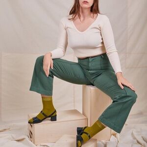 Big Bud Press Long Sleeve V-Neck Tee in Vintage Tee Off White size Small